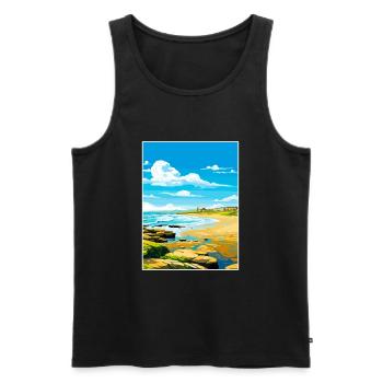 Porthcawl Cornouailles Vintage voyage affiche Souvenir - Débardeur bio Premium Homme - noir - Devant - Michal (187cm)