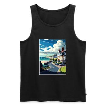 Lyme Regis Angleterre Vintage voyage affiche Souvenir - Débardeur bio Premium Homme - noir - Devant - Michal (187cm)