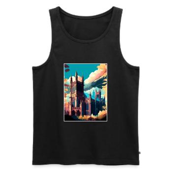 Manchester Angleterre Vintage voyage affiche Souvenir - Débardeur bio Premium Homme - noir - Devant - Michal (187cm)