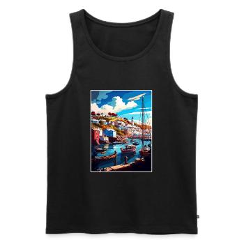 Brixham Angleterre Royaume-Uni Vintage voyage affiche Souvenir - Débardeur bio Premium Homme - noir - Devant - Michal (187cm)