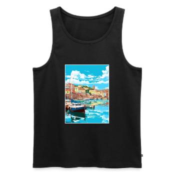 Brixham Angleterre Royaume-Uni Vintage voyage affiche Souvenir - Débardeur bio Premium Homme - noir - Devant - Michal (187cm)