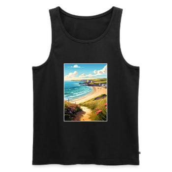 Daymer Bay Cornwall Vintage voyage affiche Souvenir - Débardeur bio Premium Homme - noir - Devant - Michal (187cm)
