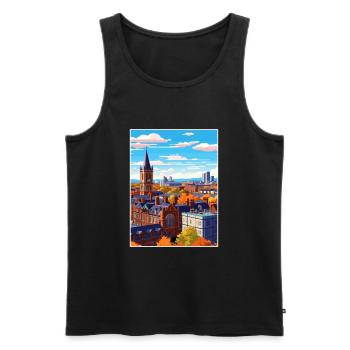 Manchester Angleterre Vintage voyage affiche Souvenir - Débardeur bio Premium Homme - noir - Devant - Michal (187cm)