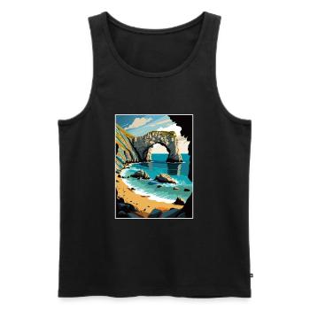 Durdle Door England Vintage Reiseposter Souvenir - Männer Premium Bio Tank Top - Schwarz - Vorne - AI Model Male 178 light (178cm)
