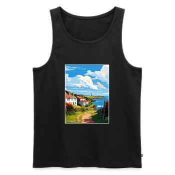 Ruan Minor Cornouailles Vintage voyage affiche Souvenir - Débardeur bio Premium Homme - noir - Devant - Michal (187cm)