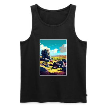 Bodmin Moor England Vintage Reiseposter Souvenir - Männer Premium Bio Tank Top - Schwarz - Vorne - Michal (187cm)