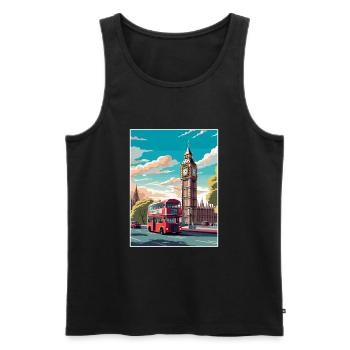 Big Ben Londres Vintage voyage affiche WPA Souvenir - Débardeur bio Premium Homme - noir - Devant - Michal (187cm)