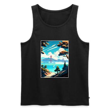 San Francisco Bay Area California Travel Poster - Men's Premium Organic Tank Top - black - Front - Michal (187cm)