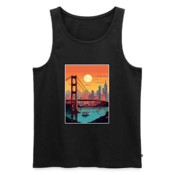 San Francisco Golden Gate Kalifornien Reiseposter - Männer Premium Bio Tank Top - Schwarz - Vorne - Michal (187cm)
