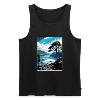 Derwentwater Vintage voyage affiche WPA Souvenir - Débardeur bio Premium Homme - noir - Devant - Michal (187cm)