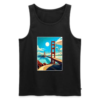 San Francisco Golden Gate Kalifornien Reiseposter - Männer Premium Bio Tank Top - Schwarz - Vorne - Michal (187cm)