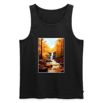Souvenir du parc d’État de Ricketts Glen en Pennsylvanie - Débardeur bio Premium Homme - noir - Devant - Michal (187cm)