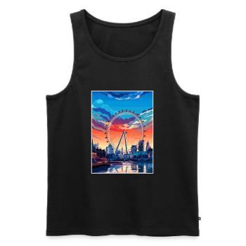 London Eye Vintage Voyage Affiche WPA Souvenir - Débardeur bio Premium Homme - noir - Devant - Michal (187cm)