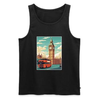 Big Ben Londres Vintage voyage affiche WPA Souvenir - Débardeur bio Premium Homme - noir - Devant - Michal (187cm)