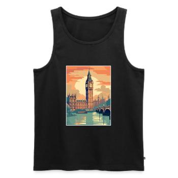 London England Vintage Travel Poster WPA Souvenir - Men's Premium Organic Tank Top - black - Front - Michal (187cm)