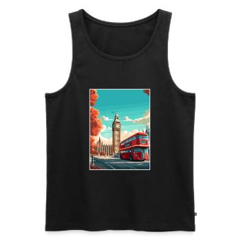 Big Ben Londres Vintage voyage affiche WPA Souvenir - Débardeur bio Premium Homme - noir - Devant - Michal (187cm)