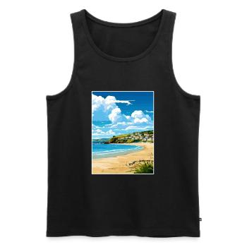 Porth Cornwall Vintage voyage affiche WPA Souvenir - Débardeur bio Premium Homme - noir - Devant - Michal (187cm)