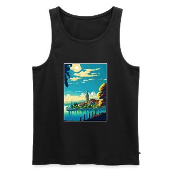 Lake Constance Vintage Travel Poster WPA Souvenir - Men's Premium Organic Tank Top - black - Front - Michal (187cm)
