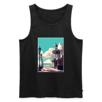 Brighton England Vintage Reiseposter Souvenir - Männer Premium Bio Tank Top - Schwarz - Vorne - Michal (187cm)