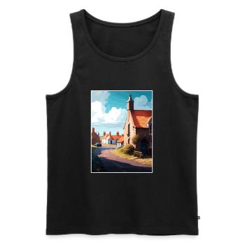 Beadnell England Vintage Reiseposter Souvenir - Männer Premium Bio Tank Top - Schwarz - Vorne - Michal (187cm)