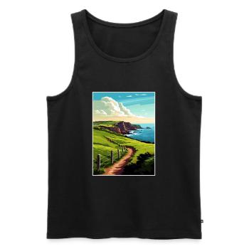 Tor Head Angleterre Vintage voyage affiche Souvenir - Débardeur bio Premium Homme - noir - Devant - Michal (187cm)