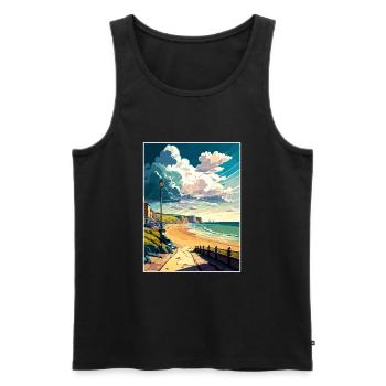 West Bay England Vintage Reiseposter Souvenir - Männer Premium Bio Tank Top - Schwarz - Vorne - Michal (187cm)