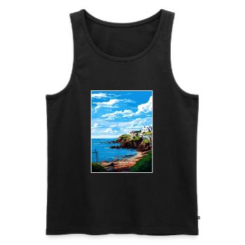 Portloe Cornwall Vintage voyage affiche Souvenir - Débardeur bio Premium Homme - noir - Devant - Michal (187cm)