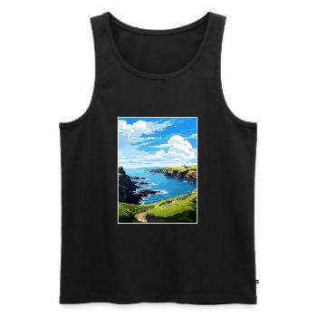Mullion Cornwall Vintage voyage affiche Souvenir - Débardeur bio Premium Homme - noir - Devant - Michal (187cm)