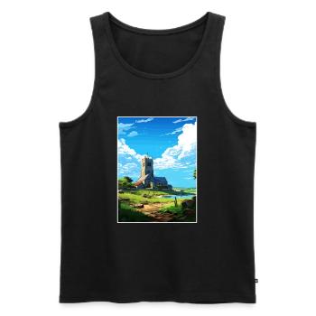 St Just Cornouailles Affiche de voyage vintage souvenir - Débardeur bio Premium Homme - noir - Devant - Michal (187cm)