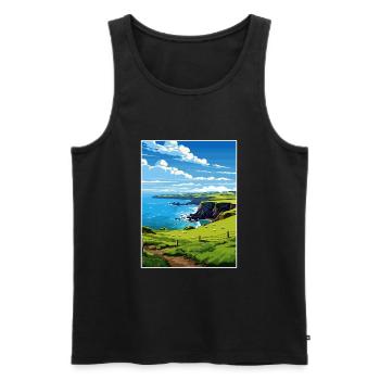 Mullion Cornwall Vintage Reiseposter Souvenir - Männer Premium Bio Tank Top - Schwarz - Vorne - Michal (187cm)