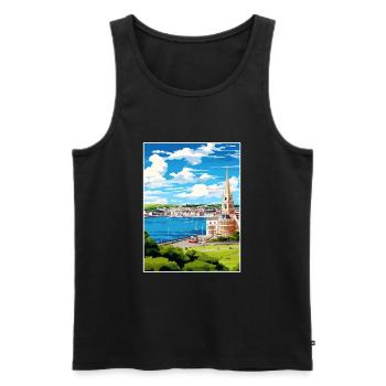 Plymouth Angleterre Vintage voyage affiche Souvenir - Débardeur bio Premium Homme - noir - Devant - Michal (187cm)