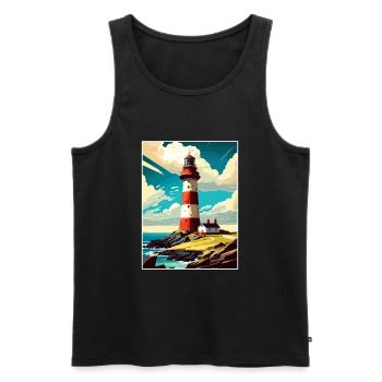 Plymouth Angleterre Vintage voyage affiche Souvenir - Débardeur bio Premium Homme - noir - Devant - Michal (187cm)