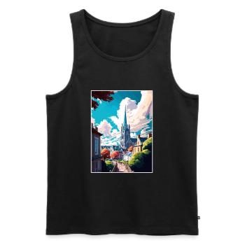 Truro Angleterre Royaume-Uni Vintage voyage affiche Souvenir - Débardeur bio Premium Homme - noir - Devant - Michal (187cm)