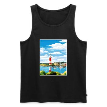 Plymouth Angleterre Vintage voyage affiche Souvenir - Débardeur bio Premium Homme - noir - Devant - Michal (187cm)