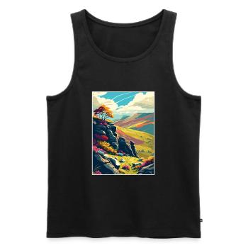 Peak District Uk Vintage Reiseposter Souvenir - Männer Premium Bio Tank Top - Schwarz - Vorne - Michal (187cm)