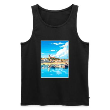 Penzance Cornwall Vintage voyage affiche Souvenir - Débardeur bio Premium Homme - noir - Devant - Michal (187cm)