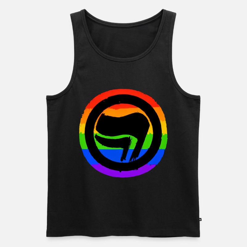 Antifaschistisch Regenbogen - Männer Premium Bio Tank Top - Schwarz