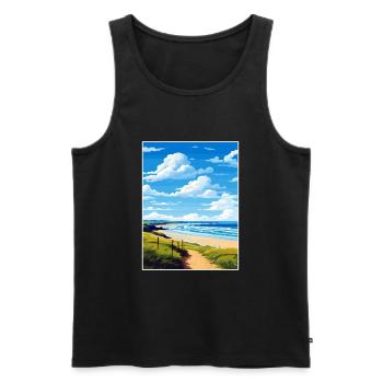 Polzeath Cornwall Vintage voyage affiche Souvenir - Débardeur bio Premium Homme - noir - Devant - Michal (187cm)