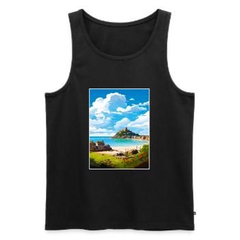 Marazion Cornwall Vintage voyage affiche Souvenir - Débardeur bio Premium Homme - noir - Devant - Michal (187cm)