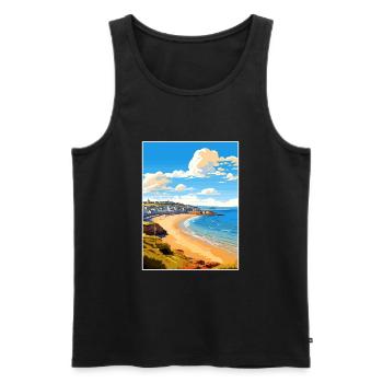 Penzance Cornwall Vintage voyage affiche Souvenir - Débardeur bio Premium Homme - noir - Devant - Michal (187cm)