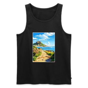 Marazion Cornwall Vintage voyage affiche Souvenir - Débardeur bio Premium Homme - noir - Devant - Michal (187cm)