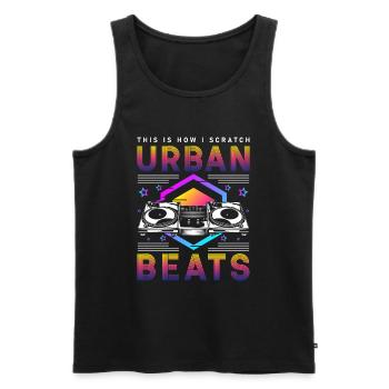Vinyl Record Disco Rave - Men's Premium Organic Tank Top - black - Front - AI Model Male 178 light (178cm)