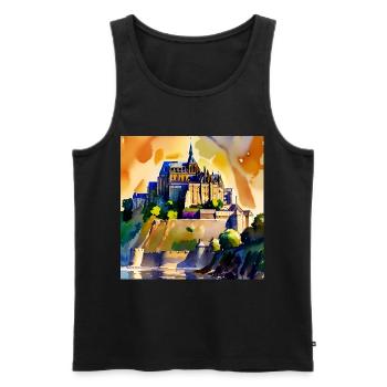 Mont Saint Michel - Aquarelle - Débardeur bio Premium Homme - noir - Devant - AI Model Male 178 light (178cm)