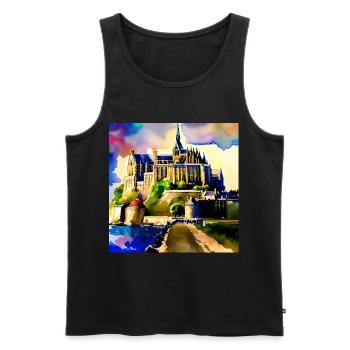 Abbaye du Mont-Saint-Michel, France - Débardeur bio Premium Homme - noir - Devant - AI Model Male 178 light (178cm)