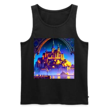 Mont Saint Michel - Château de rêve - Débardeur bio Premium Homme - noir - Devant - AI Model Male 178 light (178cm)