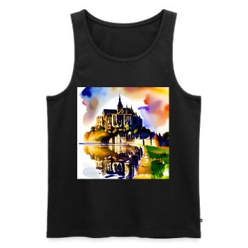 Mont Saint Michel, France - Débardeur bio Premium Homme - noir - Devant - AI Model Male 178 light (178cm)