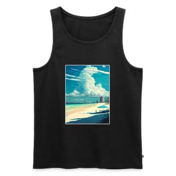 Pensacola Beach Floride Vintage voyage affiche WPA - Débardeur bio Premium Homme - noir - Devant - AI Model Male 178 light (178cm)