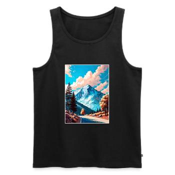 Mont Wilson Californie Vintage voyage affiche WPA - Débardeur bio Premium Homme - noir - Devant - Michal (187cm)