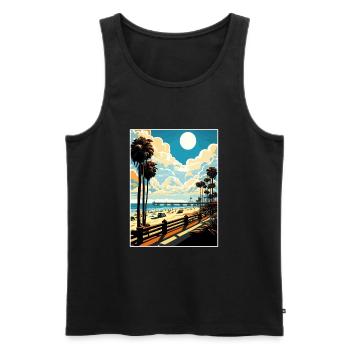 Newport Beach Californie Vintage Voyage Affiche WPA - Débardeur bio Premium Homme - noir - Devant - Michal (187cm)