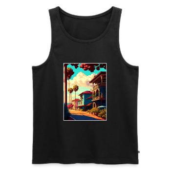 Santa Barbara Californie Vintage voyage affiche WPA - Débardeur bio Premium Homme - noir - Devant - Michal (187cm)